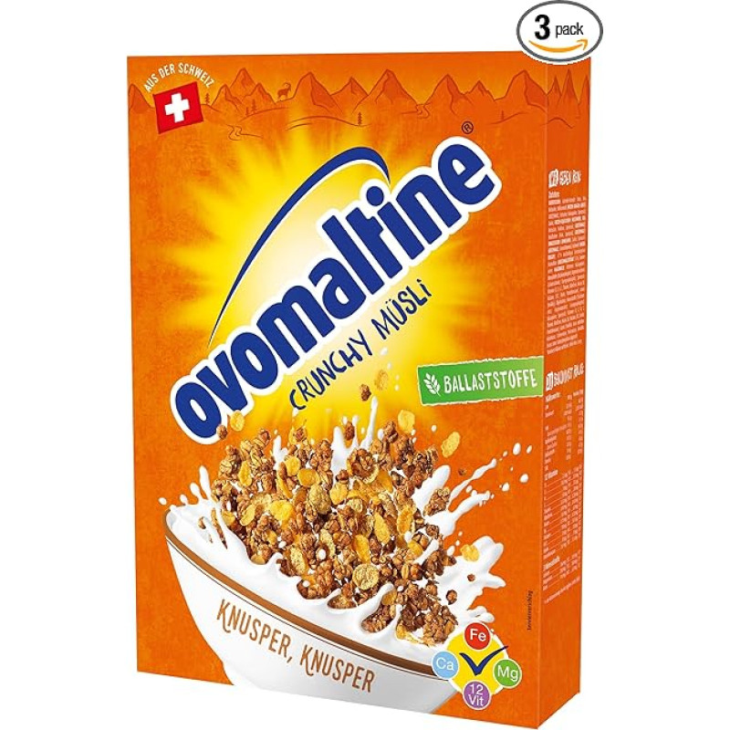 Ovomaltine Crunchy Cereal (3 Packs of 450g)