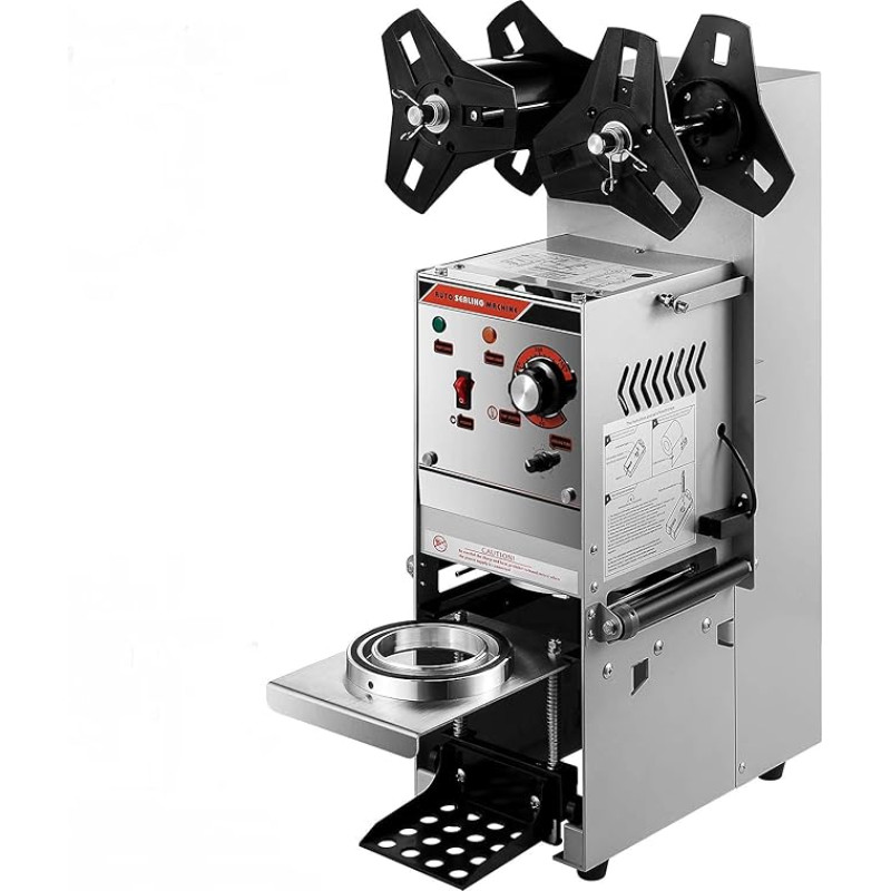 VEVOR Milk Tea Sealing Machine 300-500 Cups/h, Electric Tea Cup Sealing Machine Made of Carbon Steel & ABS Plastic, Sealer Cup Machine, Syllable Sealing Machine for Drinks