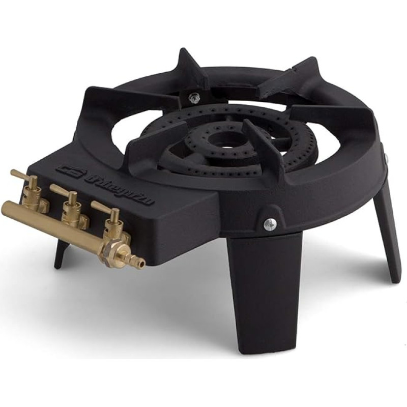 Orbegozo FO 6500 - Cast Iron Gas Stove High Temperature Resistant Surface, Three Independent Burning Areas, 18 cm Diameter, Four Ring