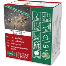 Konstsmide 6387-800 LED Naked Wire/Pin Wire Light Chain/For Indoor Use (IP20) / 100 Amber White Diodes / 3V Indoor Transformer/Black Wire