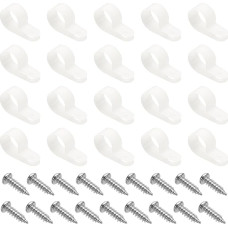 sourcing map 50 Stück Kabelklemmen 3/4 Zoll R-Type Nylon Kabelclip Drahtklemme Seil Licht Befestigung Cord Fastener Clips mit Schrauben für Drahtmanagement, Weiß