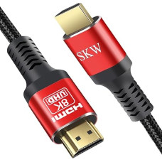 SKW HDMI 2.1 kabelis 7,6 m, 48 Gb/s 8K ir 4K ypač didelės spartos kabelis, palaiko 8K@60Hz, 4K@120Hz 144Hz, DTS:X, HDCP 2.2 ir 2.3, eARC, HDR 10, suderinamas su TV monitoriumi 