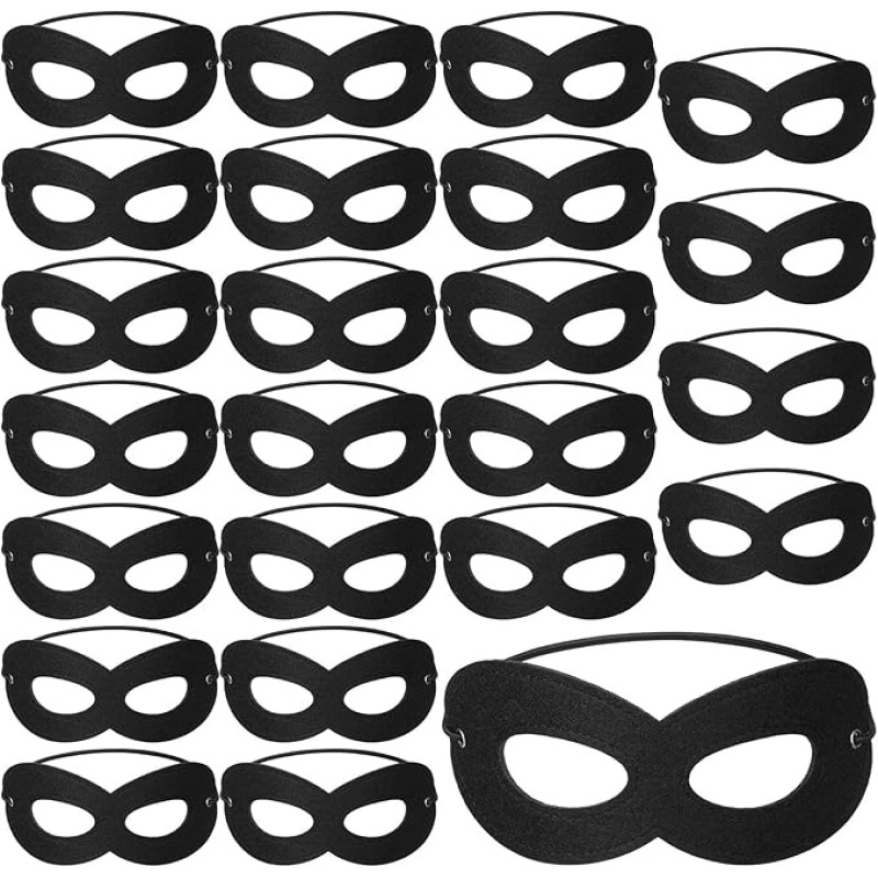 Aoriher Pack of 24 Black Masquerade Masks Carnival Eye Masks with Elastic Band Halloween Masquerade Ball Costume Men's Half Masks for Halloween Fancy Dress Accessories World Book Day Cosplay