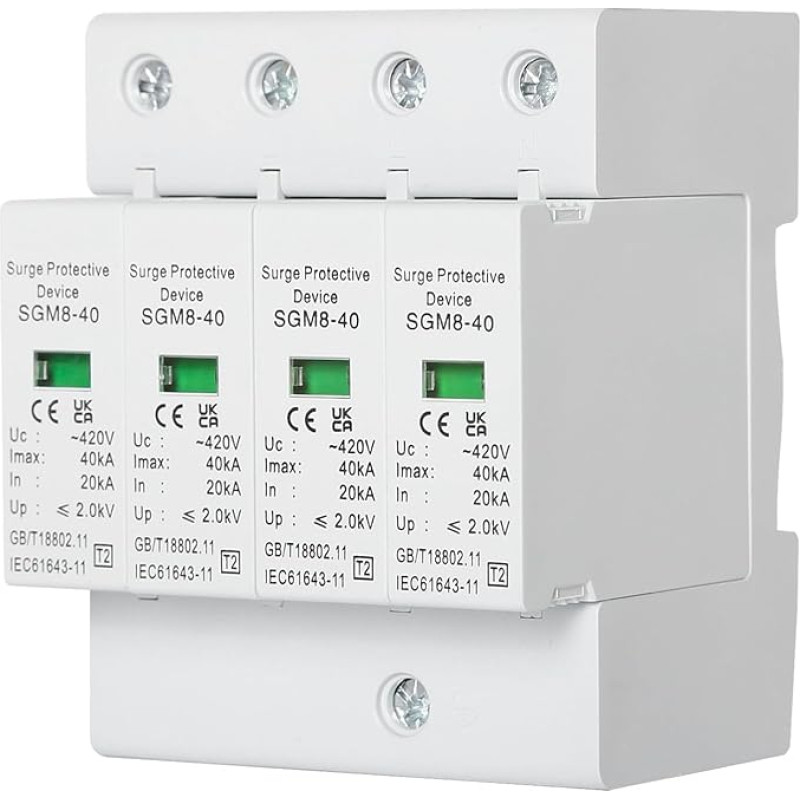 Ailao Surge Protection 4P Lightning Protection 40KA Surge Protector House DIN Rail Surge Arrester Device for Thunder Protection 220V Surge Protection