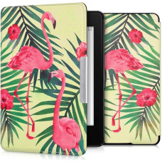 kwmobile Case for Amazon Kindle Paperwhite - Book Style PU Leather Protective e-Reader Cover Folio Case - (for 2017 and older) Light Pink/Green/Light Green