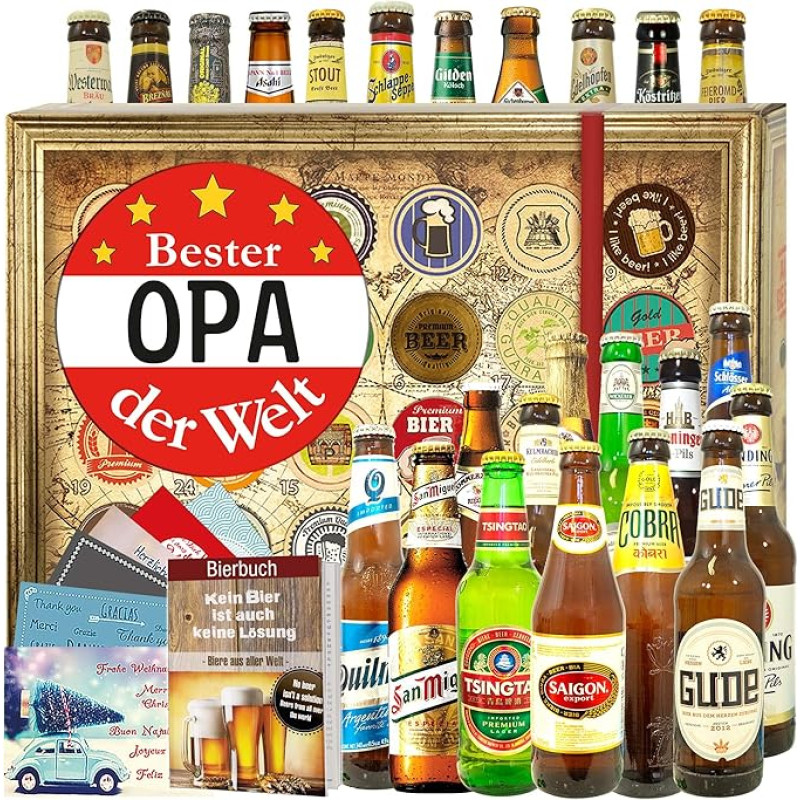 Bester Opa/Adventskalender 2024 2025 Bier/Bier Geschenk Welt und DE