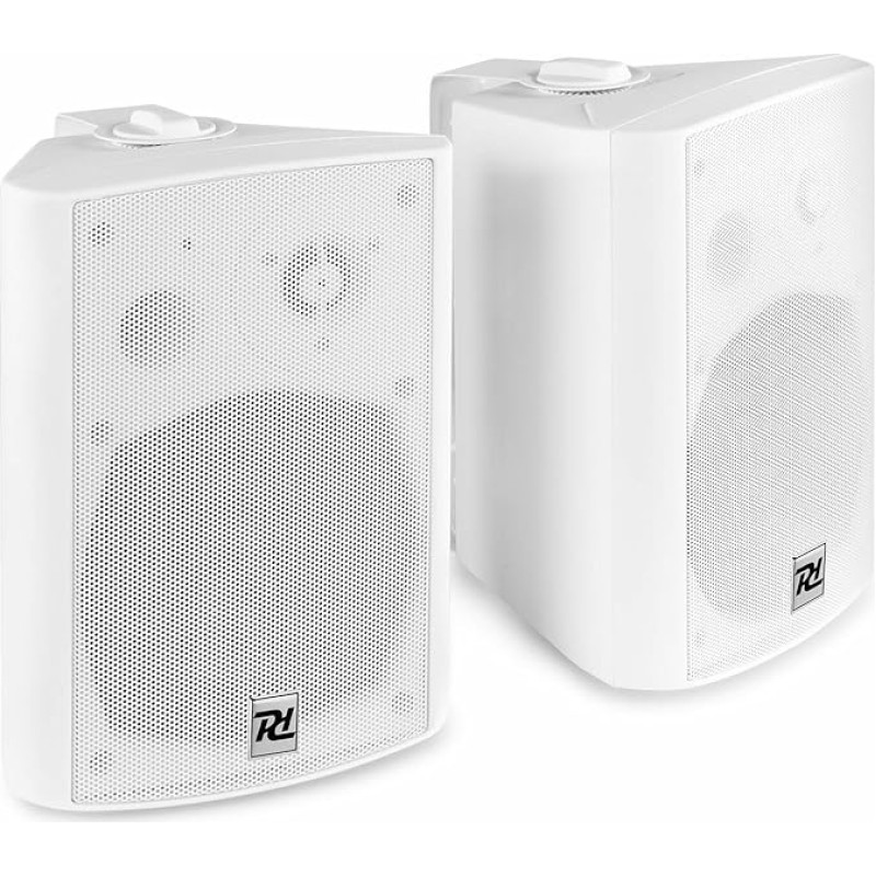 Power Dynamics DS65MB Bluetooth Speaker 2 Way 125W White 6.5 Inch Supplied in Pairs with Mounting Bracket for Indoor and Outdoor Use Active/Passive 3.5mm Plug