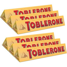 TOBLERONE Swiss Milk Chocolate with Honey and Almond Nougat, 6 x 100 g Bars