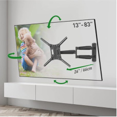 Barkan Long TV Wall Mount, 13-75 Inch Swivelling/Tilt/Full Motion Premium Flat & Curved TV Mount, Holds up to 43 kg, Extra Long Extension, for LED OLED LCD, Max. VESA 600 x 400