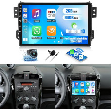 SIXWIN 2+64G Android 13 automobilinis radijo imtuvas Suzuki Splash Ritz 2004-2014 su Carplay/Android Car/Mirrorlink, 9 colių talpinis jutiklinis ekranas palaiko WiFi/GPS/FM/Bluetooth/SWC+ AHD galinio vaizdo kamera + MIC-P2