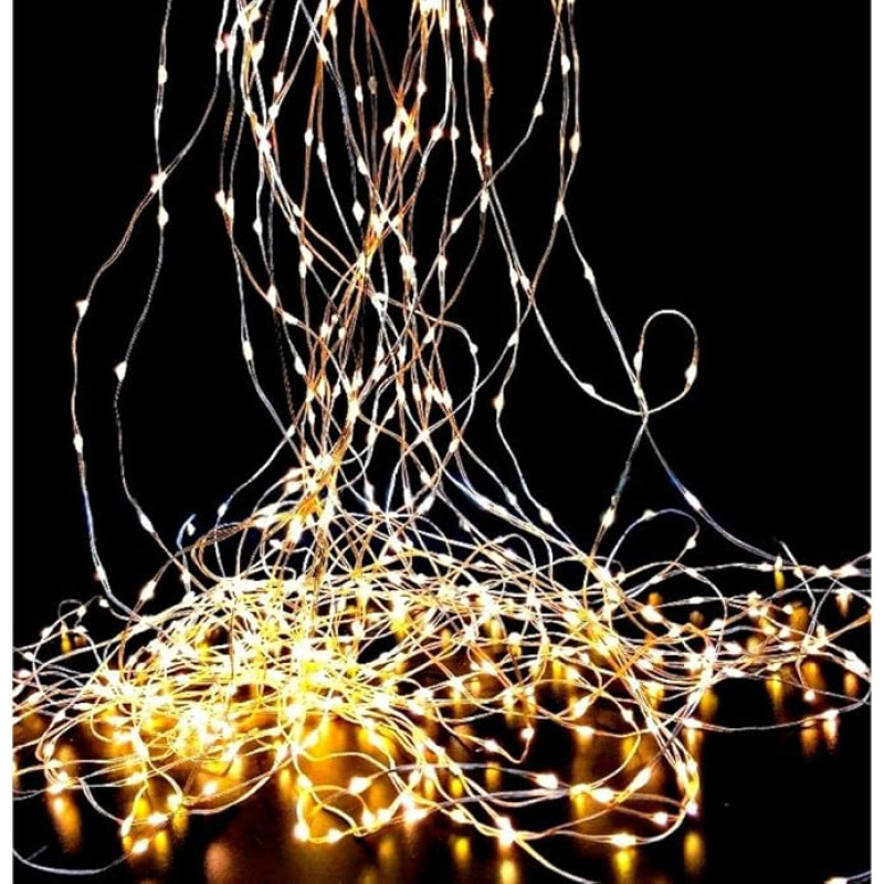 LED waterfall with 20 filaments Warm Light 3000K Gold Cable 1.2W Outdoor Use