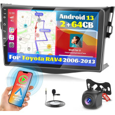Fuluku 2+64G Android 13 Car Radio for Toyota RAV4 2006-2013 with Wireless Carplay Android Car, 9 Inch Screen Car Radio with Bluetooth/WiFi/GPS/Rear View Camera/FM/RDS/SWC/28 Sets of Themes