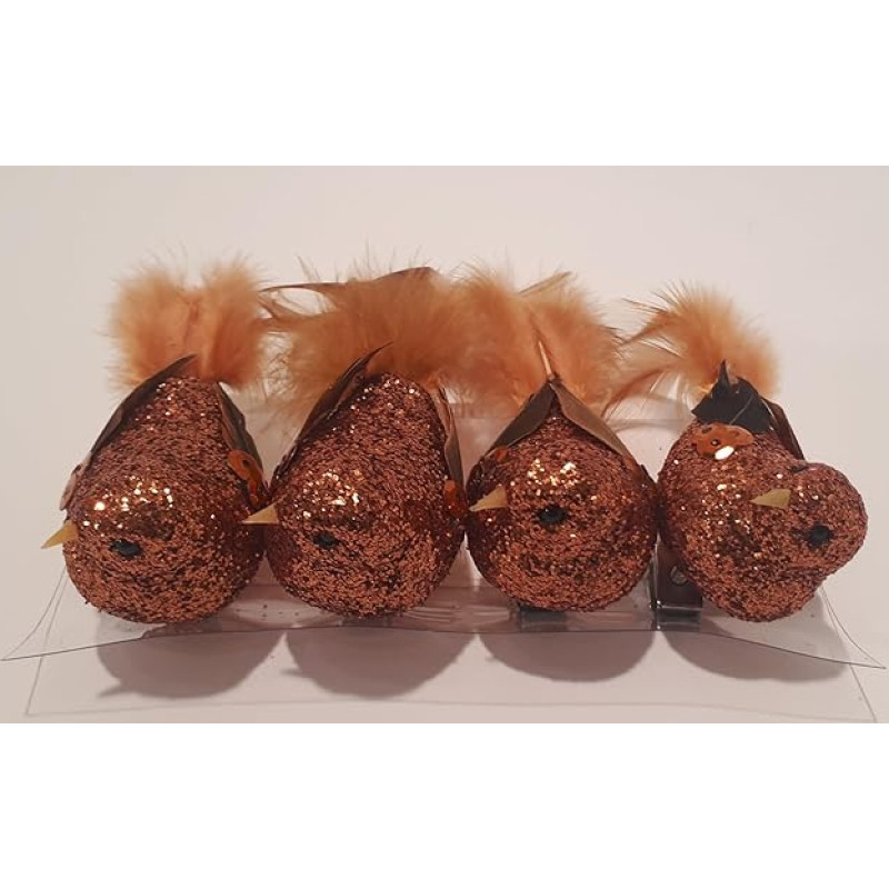 4 blizgučių paukščių vario pakuotė su spaustuku 5 cm