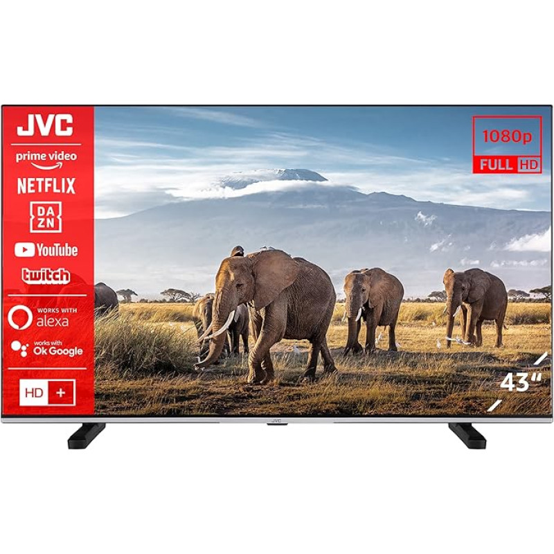 JVC LT-43VFE5155 43 Inch TV/Smart TV (Full HD, HDR, Triple Tuner) - Includes 6 Months HD+, Black