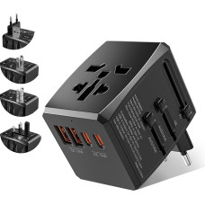 Brightark Travel Adaptor Worldwide, Universal Travel Adapter Worldwide with 2 USB, 2 Type-C and 1AC Socket, International Socket Adapter for Germany, USA, England, Thailand Adapter, for AC 100-240 V