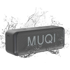 MUQI Bluetooth Speaker, Music Box with IPX7 Waterproof, Wireless Boxes, 10 W Stereo Sound Intense Bass, 24 Hours Playtime, Built-in Microphone, Portable Box for Home, Outdoor (Grey)