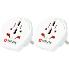 SKROSS | 1.500211-E | World to Europe | World Travel Adapter for Europe - Electric Shock Protection - Voltage and Power: 100V - 1600W / 250V - 4000W (Pack of 2)