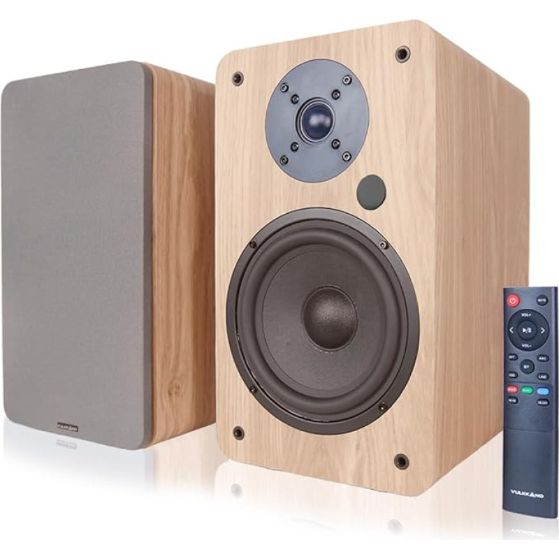 VULKKANO A6 ARC Active Speaker with 6.5 Inch Woofer, Bluetooth 5.0, HDMI ARC, Optical, RCA, USB, with Subwoofer Output, HiFi Speaker, Home Cinema (Brown)