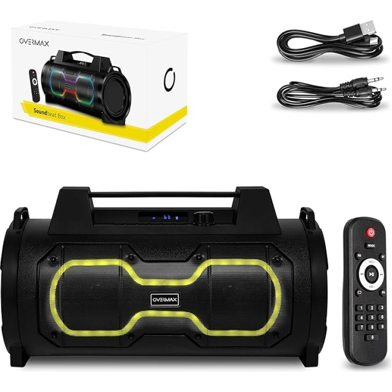 Overmax SOUNDBEAT Box Portable Bluetooth Speaker 5.1 Wireless Speaker Power 50W Karaoke Function FM Radio Battery 3600mAh Up to 8 Hours Working Time