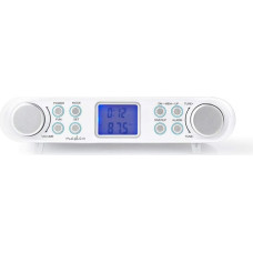 NEDIS Kitchen Radio FM Radio | Under Cabinet Radio | 30 Preset Stations | Display with Automatic Dimmer | White Silver/White 1.40 m, RDFM4000WT