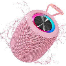 SENXINGYAN Bluetooth Speaker 20 W, Bluetooth Box, LED Music Box Waterproof IPX6, 360° HD Stereo Speaker Sound, 16H Playtime, Supports FM Radio/AUX/TF (Pink)