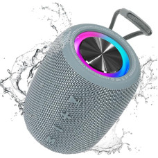 SENXINGYAN Bluetooth Speaker 20 W, Bluetooth Box, LED Music Box Waterproof IPX6, 360° HD Stereo Speaker Sound, 16H Playtime, Supports FM Radio/AUX/TF (Grey)