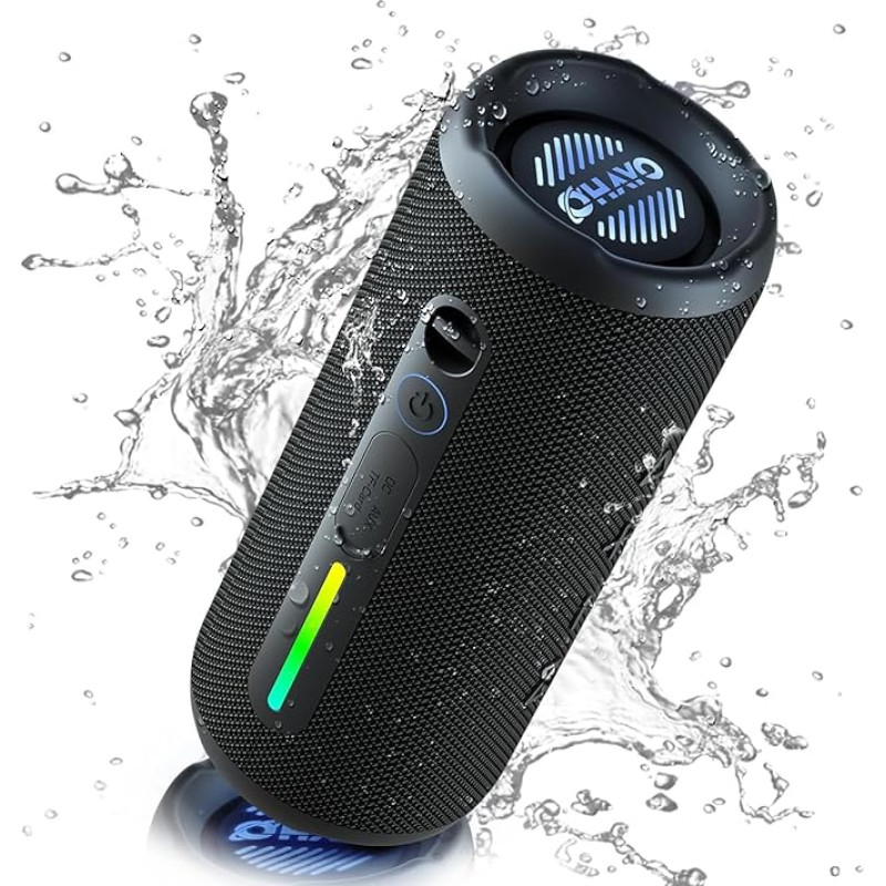 OHAYO Bluetooth Speaker, Bluetooth Box with RGB Light, Music Box with Bluetooth 5.3, 3 Light Modes, 30H Battery, IPX7 Waterproof, Outdoor Speaker for Outdoor, Party