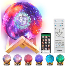 OBEST Quran Speaker Quran 3D Moon Lamp Muslim Bluetooth Player with 7 Colors Touch Color Changing Mobile App Control USB Rechargeable