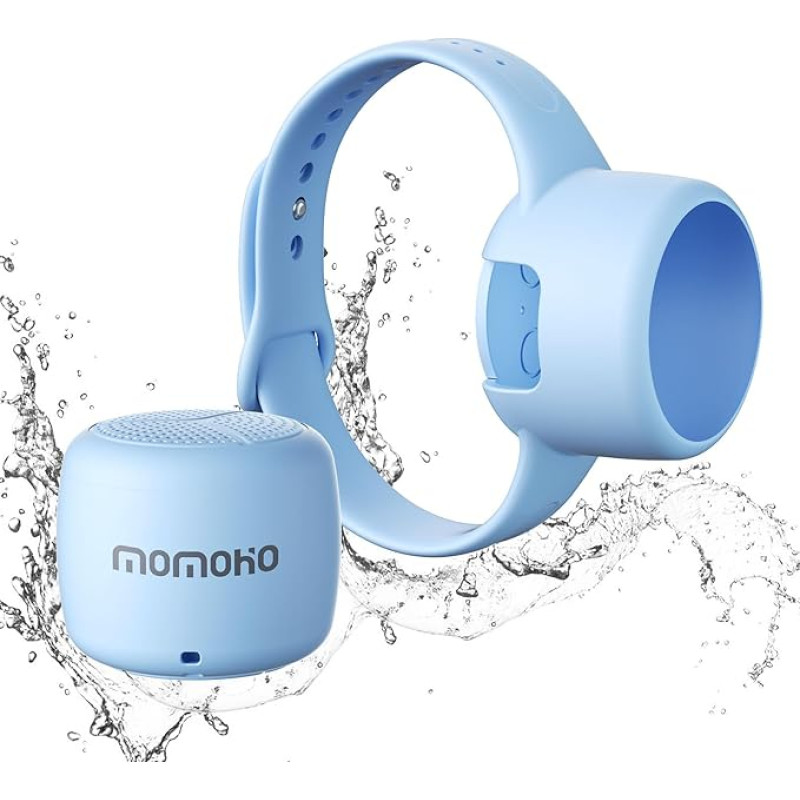 Momoho Bluetooth Speaker, Waterproof Portable Bluetooth Speaker with Portable Strap, IPX7, Smallest Speaker, TF Card Game Support for Indoor and Outdoor Use, Hiking (Blue)