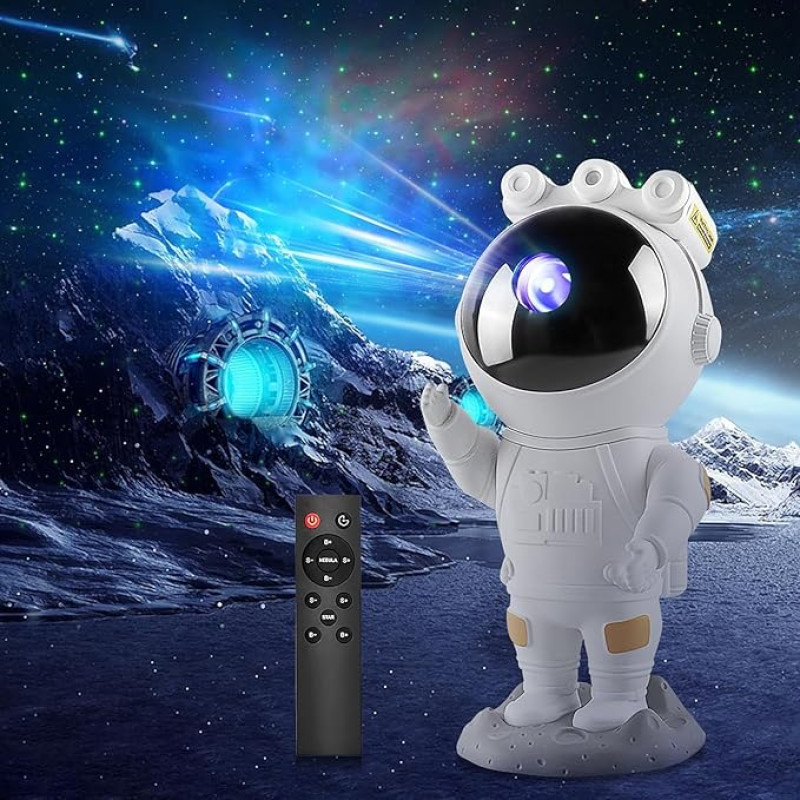 Astronaut LED Sternenhimmel Projektor，Galaxy Star Projektor Spaceman Nachtlicht，Planetarium Projektor mit Timer und Fernbedienung，Schlafzimmer Deckenprojektion Lampe，Geschenk für Kinder und Erwachsene