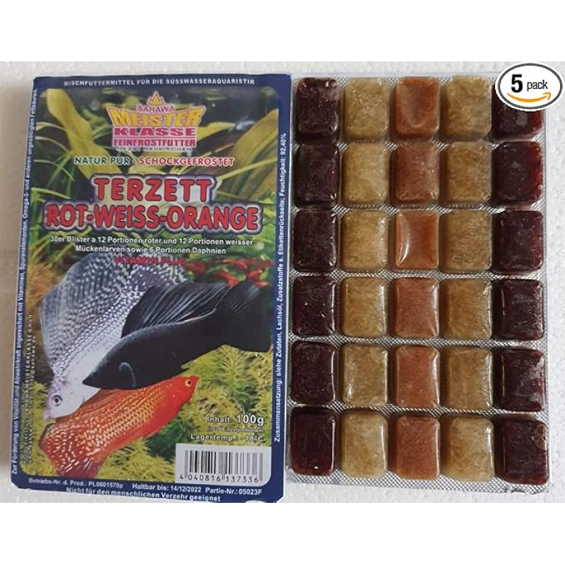 Frost Food 5 x 100 g Blisteris Terzett Fish Food SAHAWA, skirtas akvariumo įvairovei