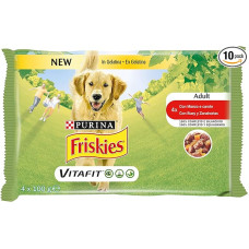 Purina Friskies šunims skirtas drėgnas maistas su jautiena ir morkomis, 40 maišelių po 100 g