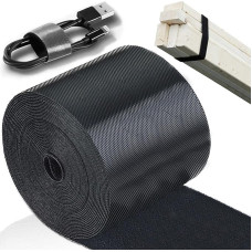 TEUVO Velcro kabelių raiščiai, 90 mm x 4 m, nelipnios velcro juostos, skirtos kabelių rišimui, 