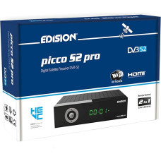 EDISION Picco S2 Pro Full HD palydovinis imtuvas FTA, (DVB-S2 | ARD ir ZDF SD išjungimas) Vienkartinis tinkamas, 2-in-1 RCU, WiFi, HDTV, HDMI, S/PDIF, IR, iš anksto įdiegtas vokiškų programų sąrašas