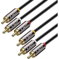 J&D RCA kabelis Video Audio AV Y Splitter kabelis Auksu dengtas 3 RCA vyriškos lyties į 3 RCA vyriškos lyties stereofoninio garso kabelis 7,6 m