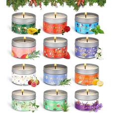 Scented Christmas Candles, Pack of 12 Scented Candles Gift Set, 12 Different Fragrances, Can Be Placed in the Bathroom or Living Room
