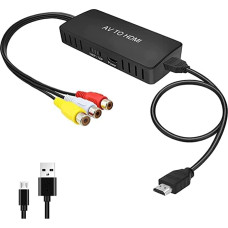 Wrugste RCA į HDMI keitiklis, AV į HDMI adapteris, kompozitinis į HDMI adapteris 1080P, PAL/NTSC, suderinamas su WII/WII U/PS one/PS2/PS3/STB/Xbox/VHS/VCR/Blue-Ray DVD ir kt.