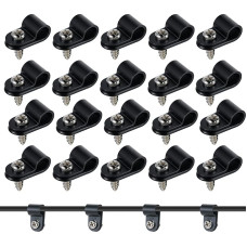 50 Stück schwarze Kabel-Clips 0,6 cm P-Clips mit Edelstahlschrauben, Kunststoff-Kabel-Clips für Kabelmanagement, Kabelorganisator, Lichtmontage