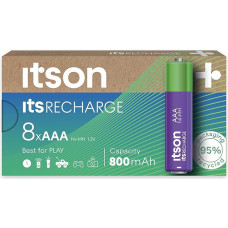 ITSON, AAA baterijos, 8 vnt., minimalios 800 mAh talpos pakuotės, 95 % perdirbtos, pagamintos Japonijoje, geriausiai tinka nuotolinio valdymo pultams, žibintuvėliams, laikrodžiams