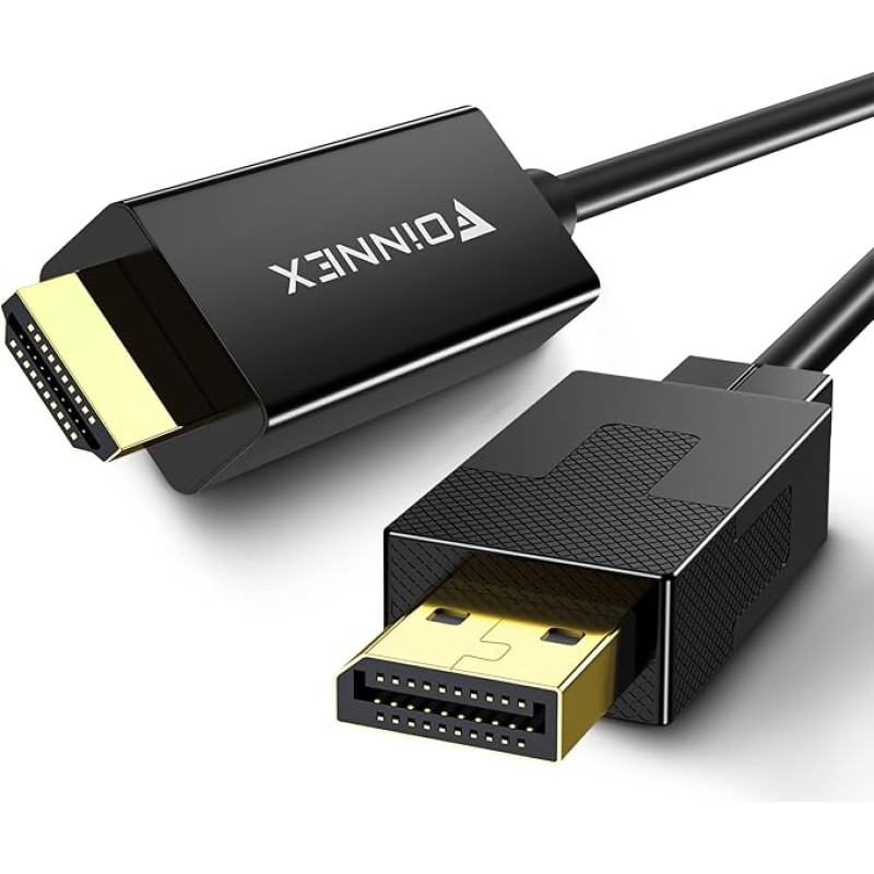 FOINNEX DisplayPort- HDMI kabelis, DP- HDMI kabelis, 2 m UHD HDR, 1080P @ 60Hz DisplayPort- HDMI kabelis Atnaujinimo jungties kabelis Vaizdo jungtis, skirta nešiojamajam kompiuteriui, kompiuteriui, staliniam kompiuteriui ir HDTV, monitoriui, projektoriui