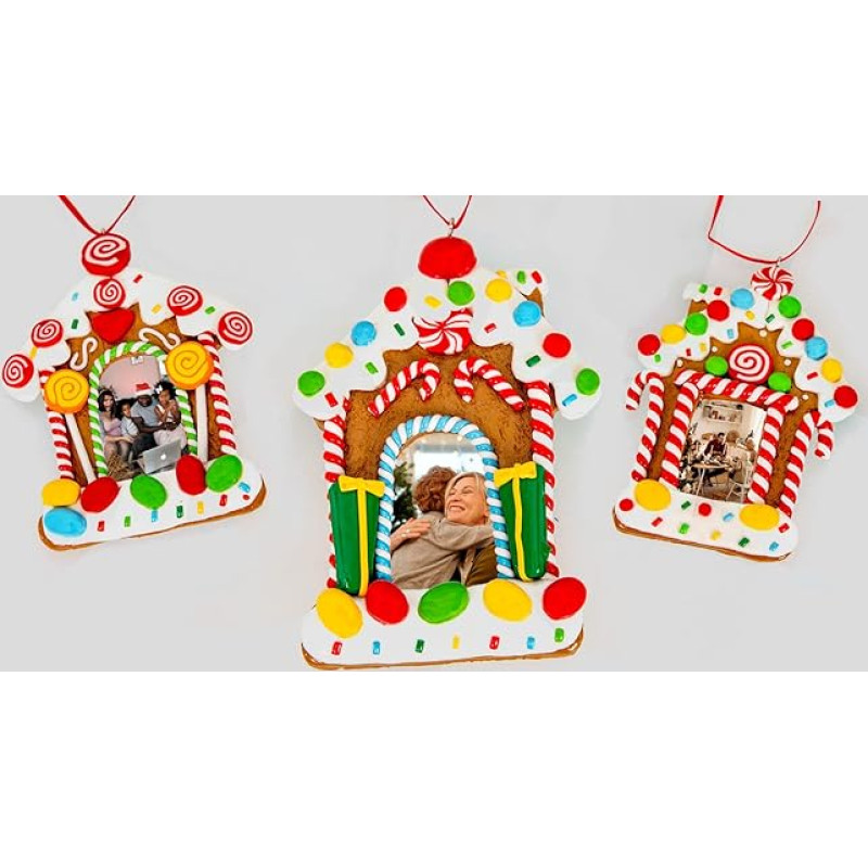 SHATCHI Kalėdų eglutė kabo dekoruota saldainiais Candy Cane Personalizuotas nuotraukų rėmelis Kalėdų eglutė Sienų dekoracijos Namų dekoracijos ornamentai 3 rinkiniai 11x7cm