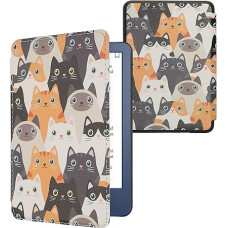 kwmobile Flip Case Compatible with Amazon Kindle (2022/2024) Case - eReader Case - Cats Orange Black White