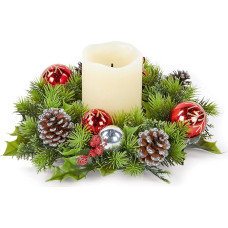 Kalėdų vainikas 30 cm raudonas rutulys