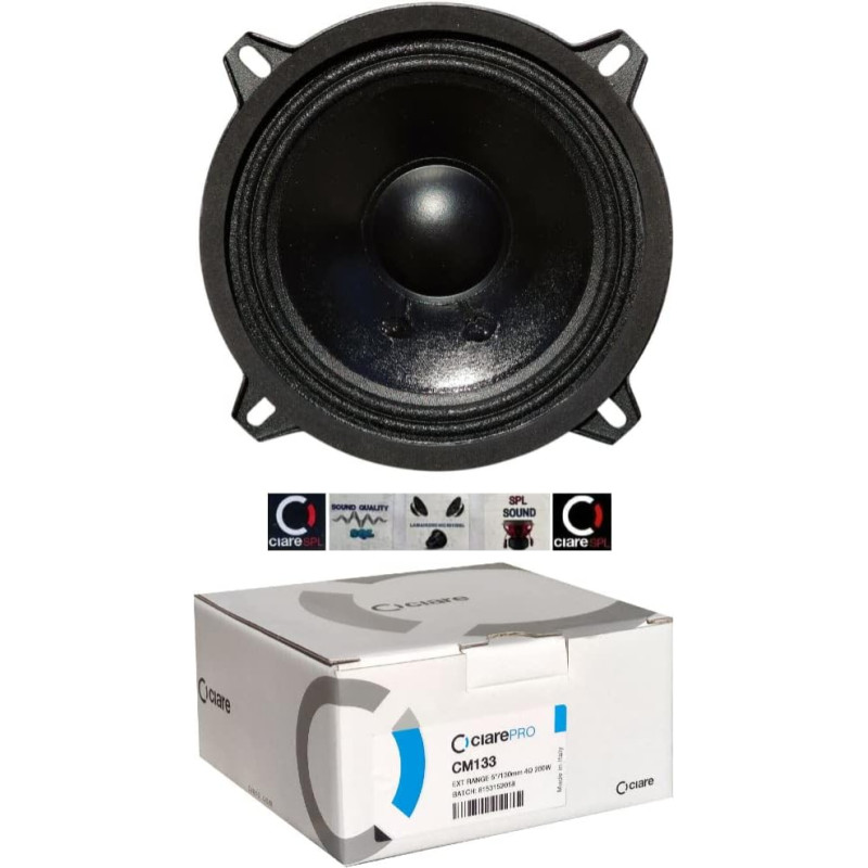 1 Woofer Ciare CM133 cm 133 Speaker of 13.00 cm 130 mm 5 Inch with 80 Watt RMS and 200 Watt Max with Impedance 4 Ohm Sensitivity 90 dB for Car, 1 Piece + 5 Free Stickers