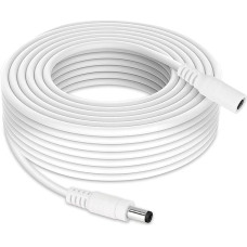 Lonnky Extension Cable 10 Metres, Compatible with CCTV Security Camera (Tapo C110), DVR, 12 Volt LED Strip Light, Router, 2.1 mm x 5.5 mm Male to Female - 12 Volt Extension Cable - White