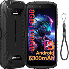 DOOGEE S41 Plus Tvirtas išmanusis telefonas 2024, 8GB RAM + 128GB ROM/TF 1TB Tvirtas telefonas, 6300 mAh mobilieji telefonai, 5,5 colių HD+ ekranas 