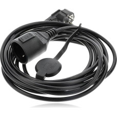 P4Y Extension Cable with Waterproof Class IPx4 and Schuko Angled Plug, Socket for Type F Plug with Earth, 3 x 1.5 mm², 5 m, Black