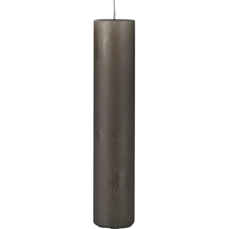 Ib Laursen 75525-92 Advent Candle Christmas Candle with Numbers 1-24 Burn Time 55 Hours Colour Grey with Golden Numbers
