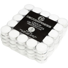 DECO EXPRESS Tea Lights Bulk Pack, 24, 25, 50, 100 or 200 Tea Lights, Long Burn Time 4, 8 or 10 Hours (White, 100/4 Hours)