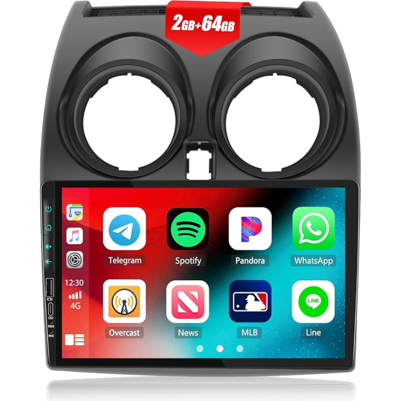 2G + 64G CAEMCHO Android 13 automobilinis radijas su navigacija Nissan Qashqai J10 2006-2013.9 colių automobilinis radijas su jutikliniu ekranu, Carplay ir Android Car Mirrorlink RDS FM Bluetooth + atbulinės eigos kamera